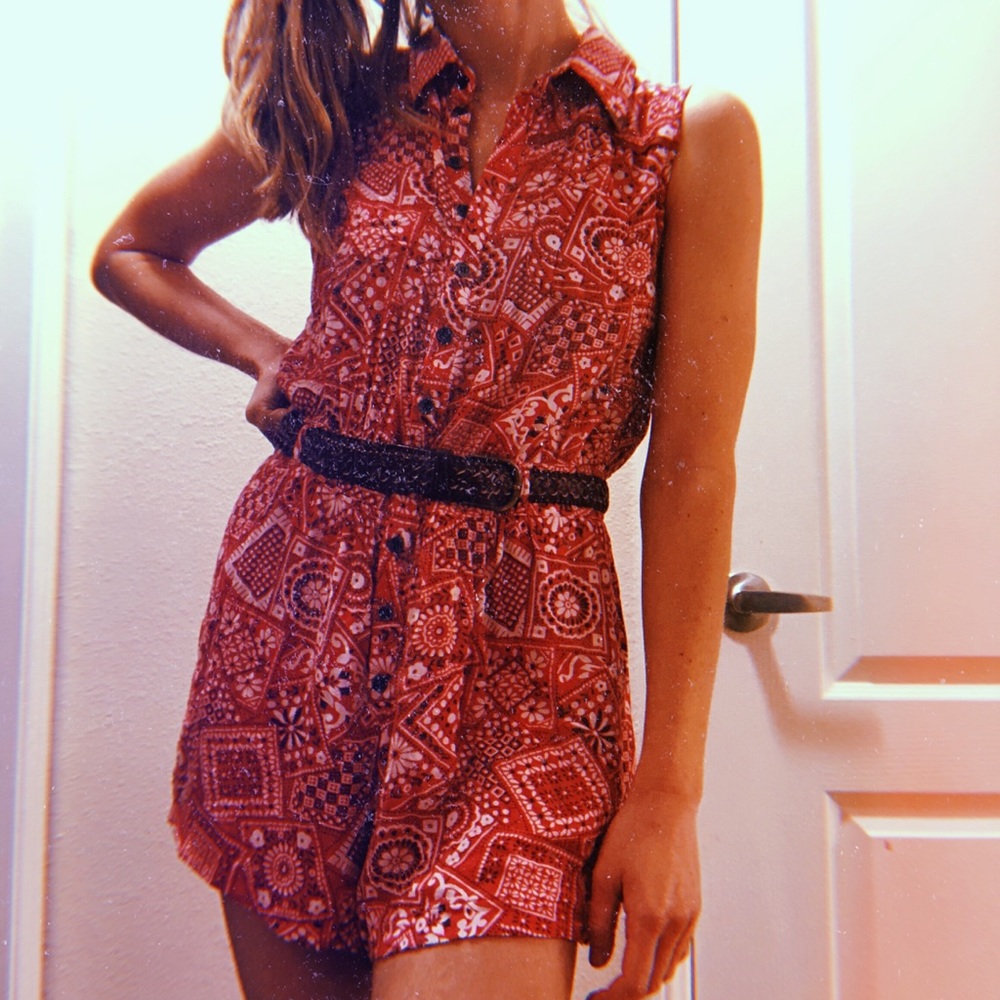 One Teaspoon Zephyr Metal Collar Paisley Romper